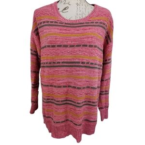 Soft Surroundings Lissabetta Sweater Pink Cotton Pullover Boho Cottagecore Sz L